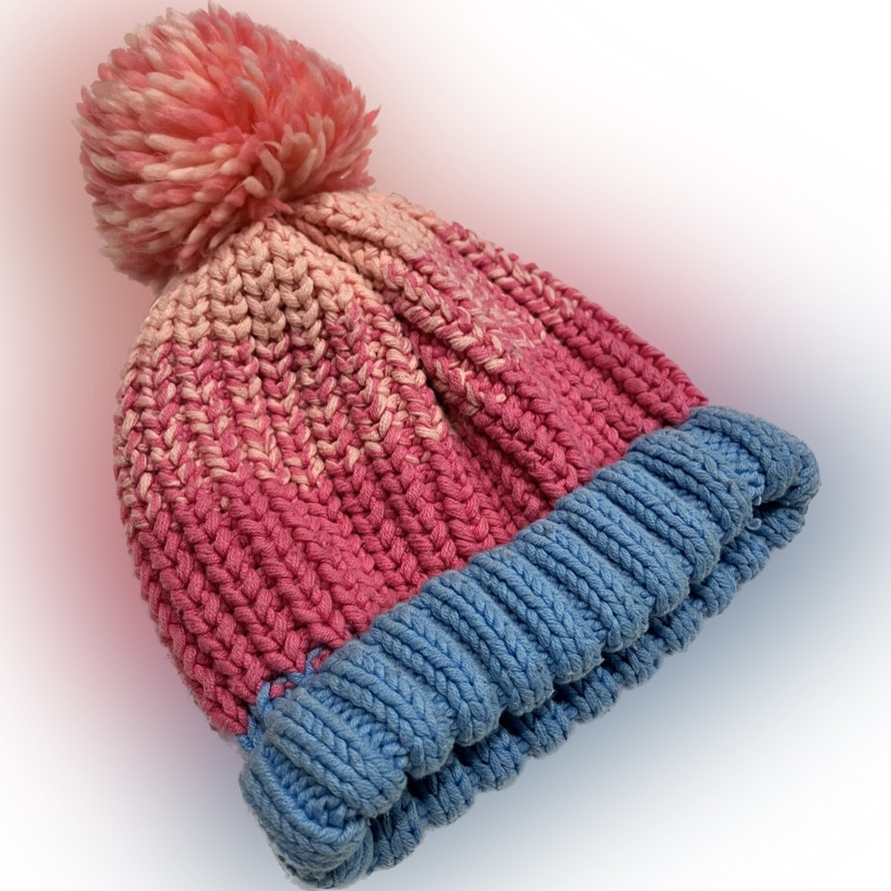 Hanna Andersson || Pink & Blue Knit PomPom Winter Hat